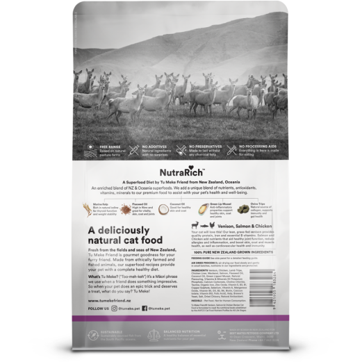TMF Air-Dried Natural Cat Food Venison, Salmon and Chicken 400g