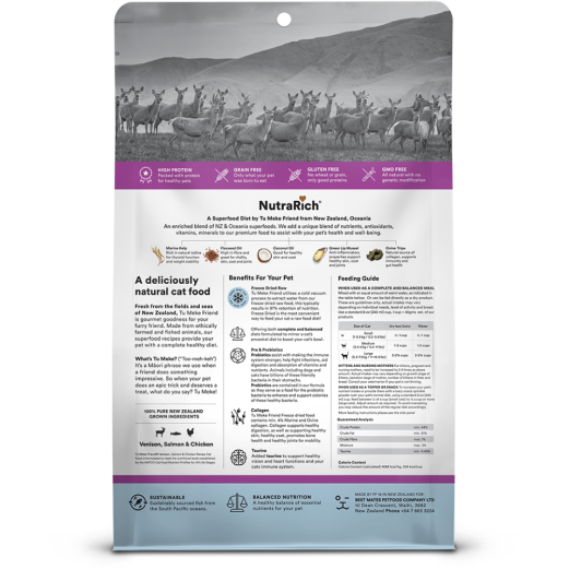TMF Freeze-Dried Natural Cat Food Venison, Salmon and Chicken 280g